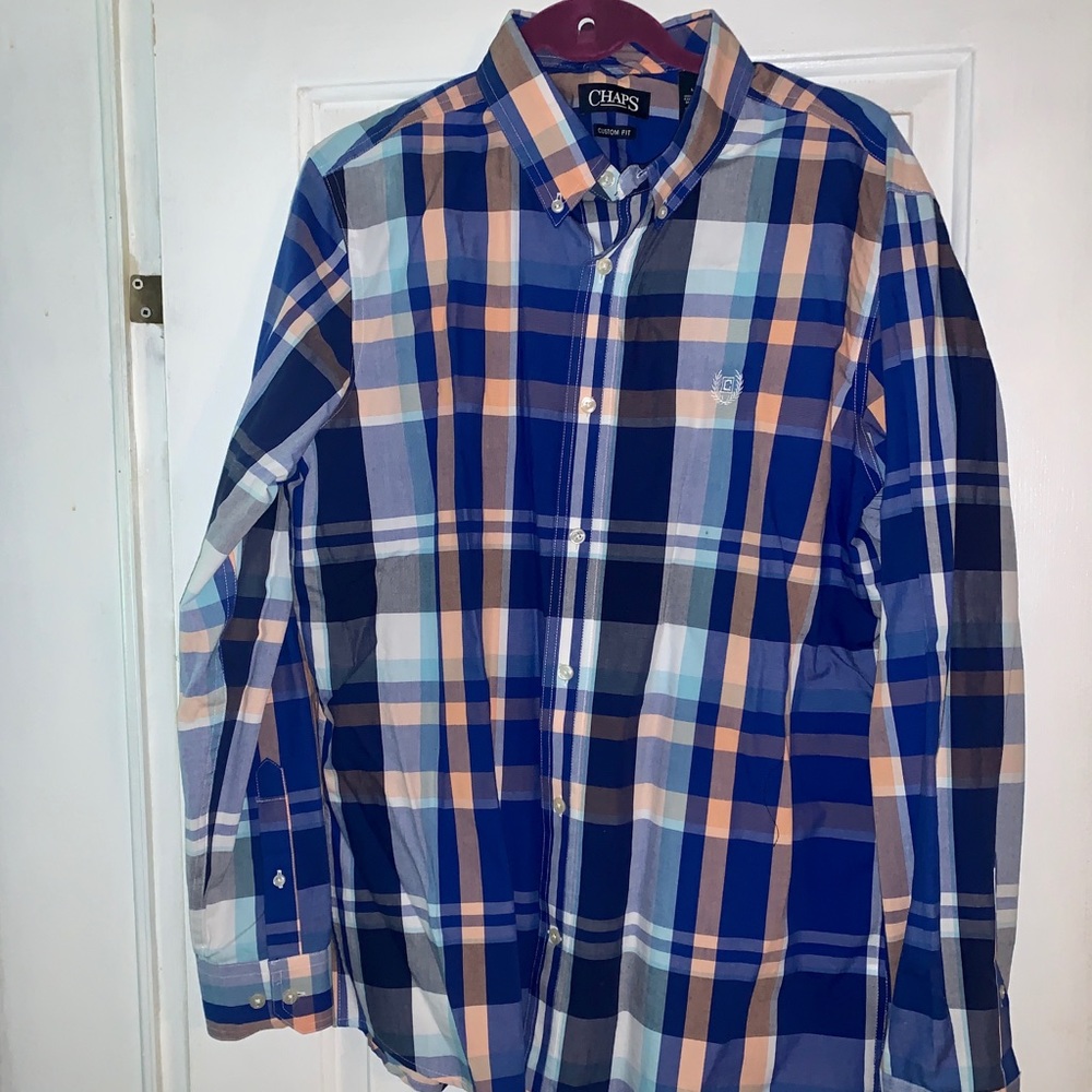 Chaps Men’s Sz LG Custom Fit Button Down - Picture 1 of 8